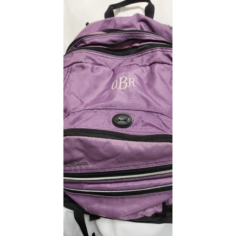 LL‎ Bean Super Deluxe Backpack Purple Embroidered EUC